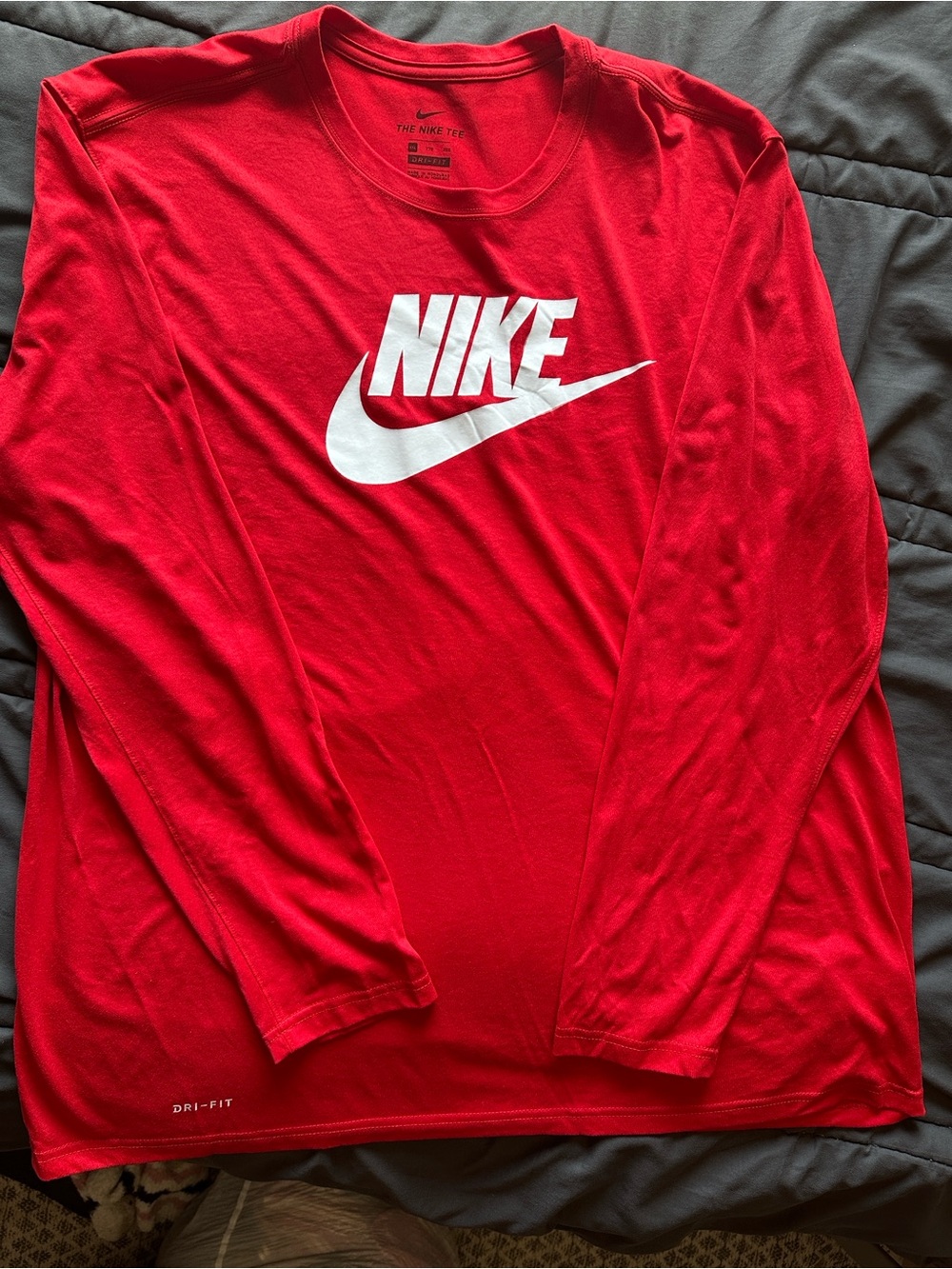 Nike Red Long-Sleeve Dri-FIT Logo Tee XXL